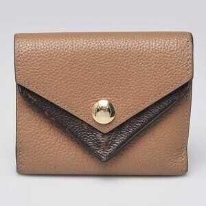 Louis Vuitton Beige Leather and Monogram Canvas Double V Compact Wallet